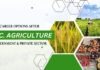 Career Options After B.Sc. Agriculture (Hons) – Government & Private Sector job opportunities with agriculture field images including crops, farmers, and agricultural produce.